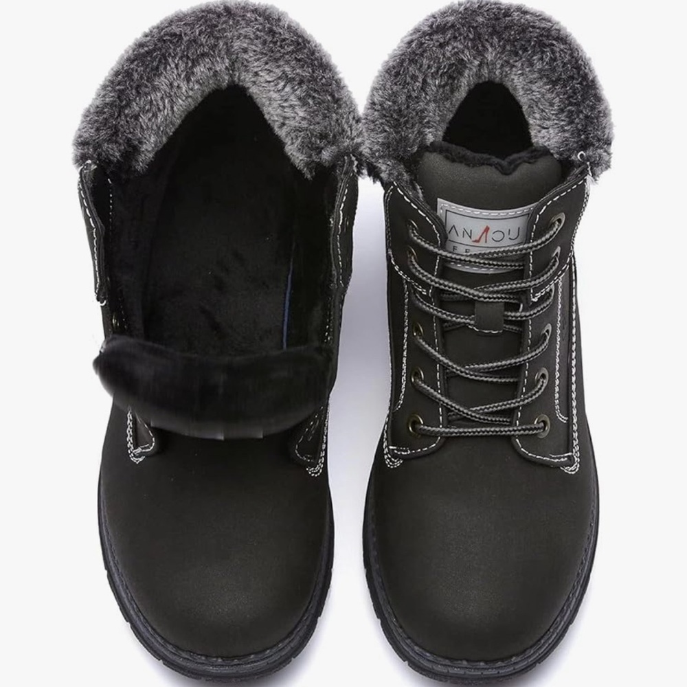 ANJOUFEMME Womens Hiking Snow Winter Boots/Grey/ Size 8